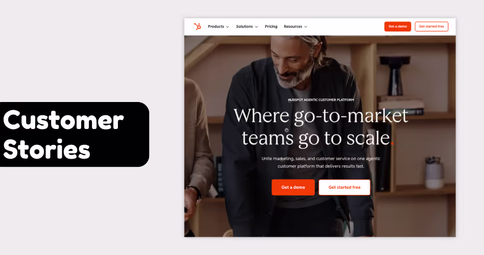 Customer success stories section featuring real-world SaaS case studies, business results, testimonials, and customer outcomes.