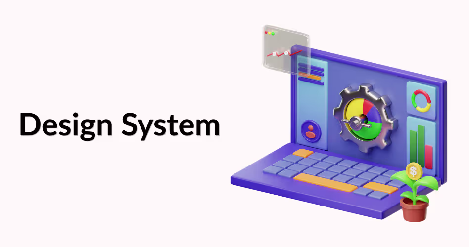 SaaS design system illustration showing consistent UI components, visual hierarchy, branding, and scalable product design principles.