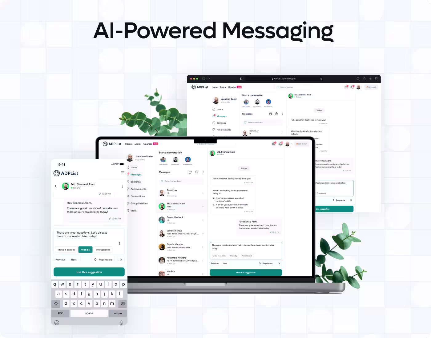 ADPList simplified navigation design by OrbitVex. showing cleaner layouts and clearer hierarchy for mentorship tools and messaging systems