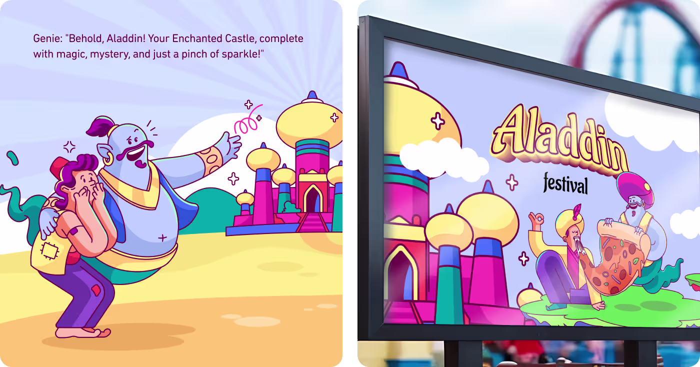 Aladdin and Genie magic palace environment design by OrbitVex.