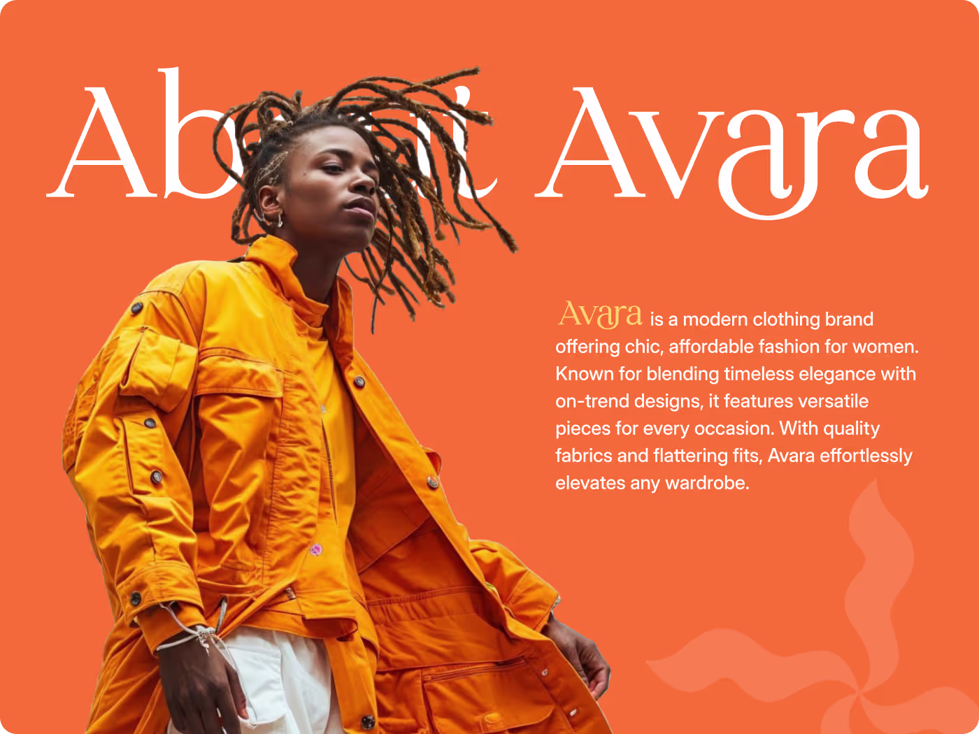 Avara fashion e-commerce website wireframe layout by OrbitVex.