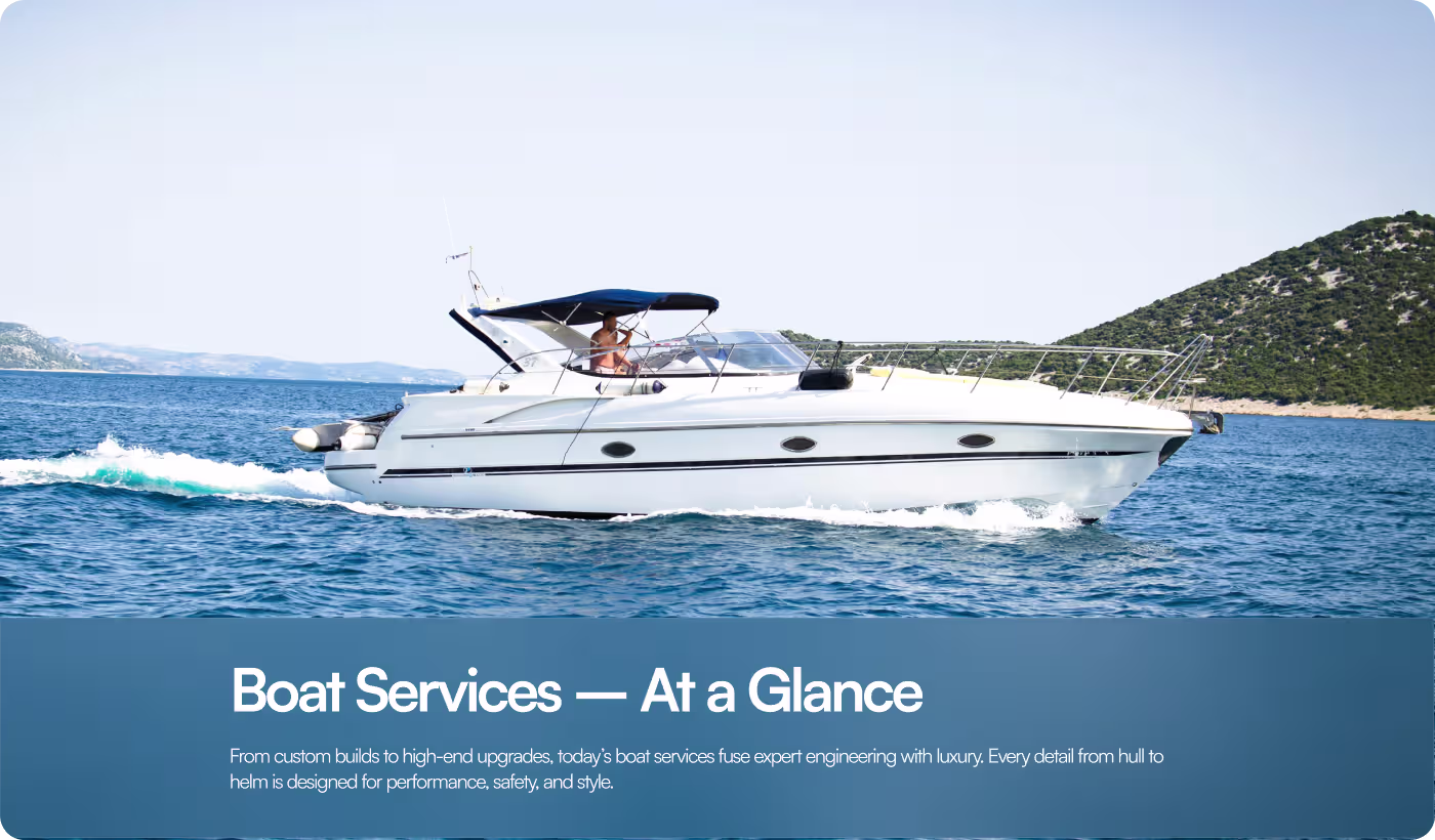 BlueCat boat services overview webpage design by OrbitVex.