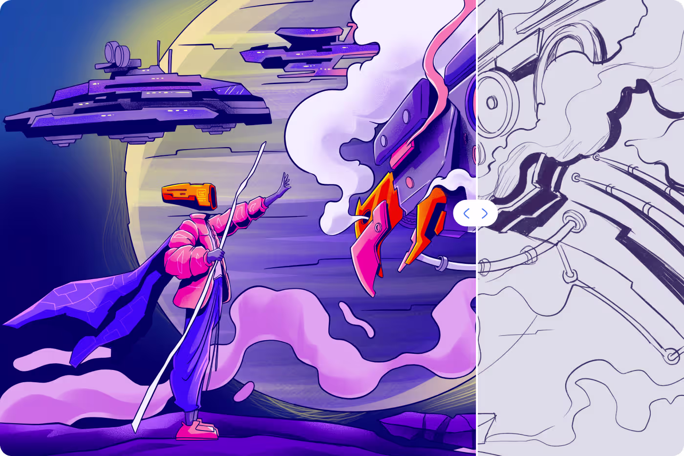 Defenders of the Galaxy 2 concept art development process by OrbitVex.