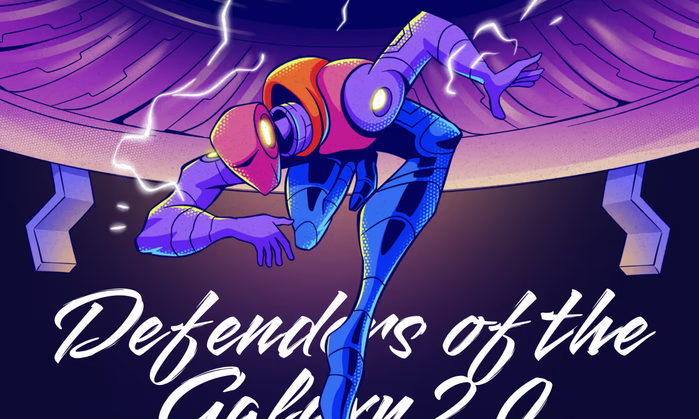Defenders of the Galaxy 2 sci-fi game art and illustration case study banner by OrbitVex.