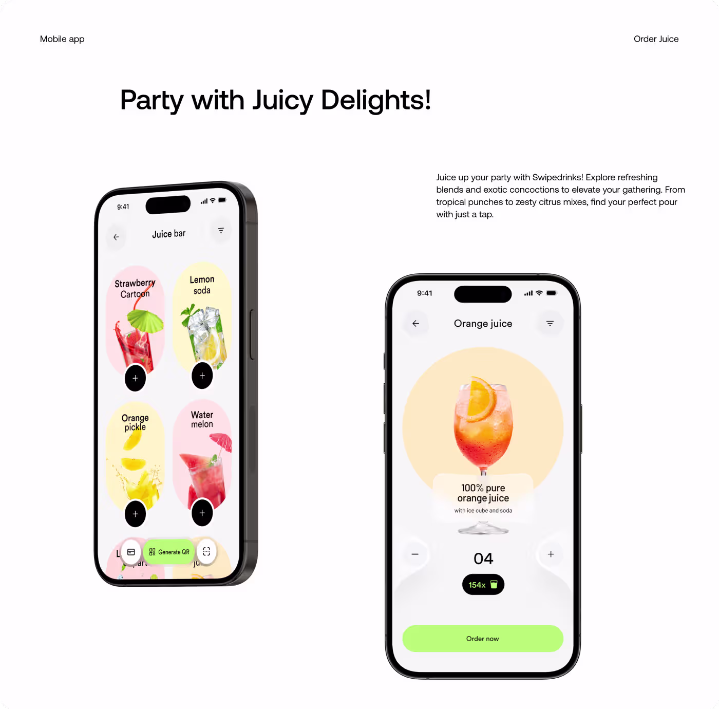 Swipe Drinks app flow and navigation structure design by OrbitVex.