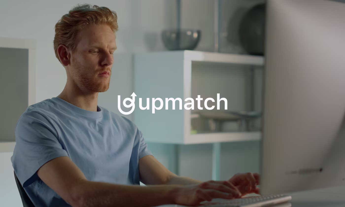 Upmatch job recruiting website UI design by OrbitVex. featuring hiring platform interface bridging organizations and top talent
