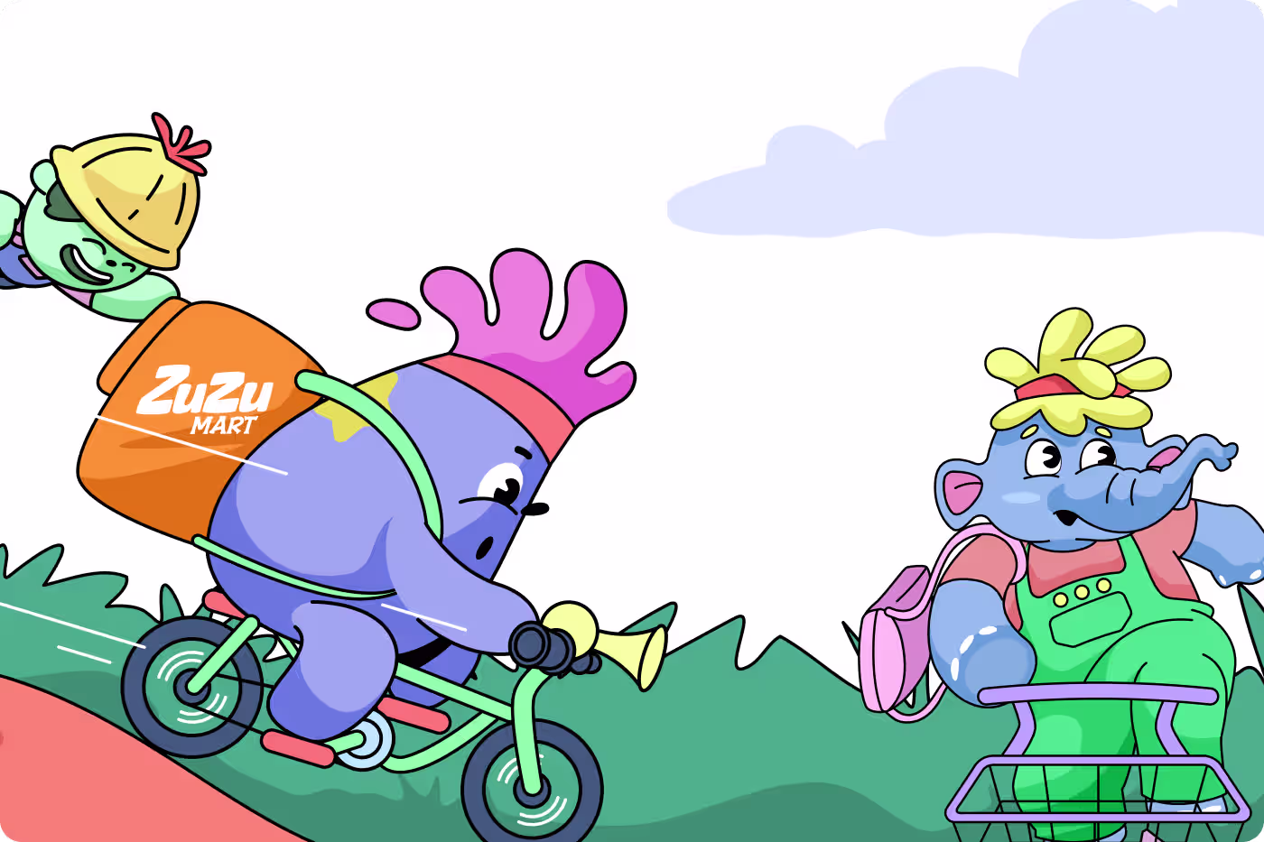 Sterile and cold retail grocery environment before ZuZu Mart character branding by OrbitVex.