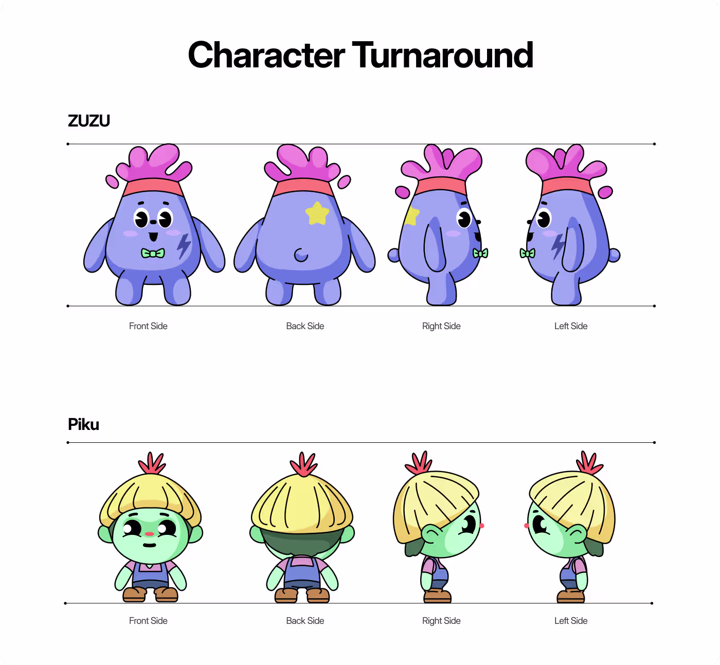 ZuZu Mart design process showing hero character development and mascot cast creation by OrbitVex.